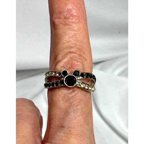 Mouse Shaped Black Onyx Syn Cubic ZIrconia RIbbons of Crystals Size 8 - Picture 8 of 14